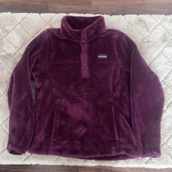 Columbia Cloudy Day Half Snap Women's Large Fleece Burgundy Purple Winter - Picture 2 of 10